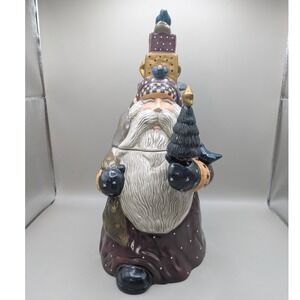 Williraye Studio Cermic Cookie Jar Santa Birds WW2624 2001 Folk Art